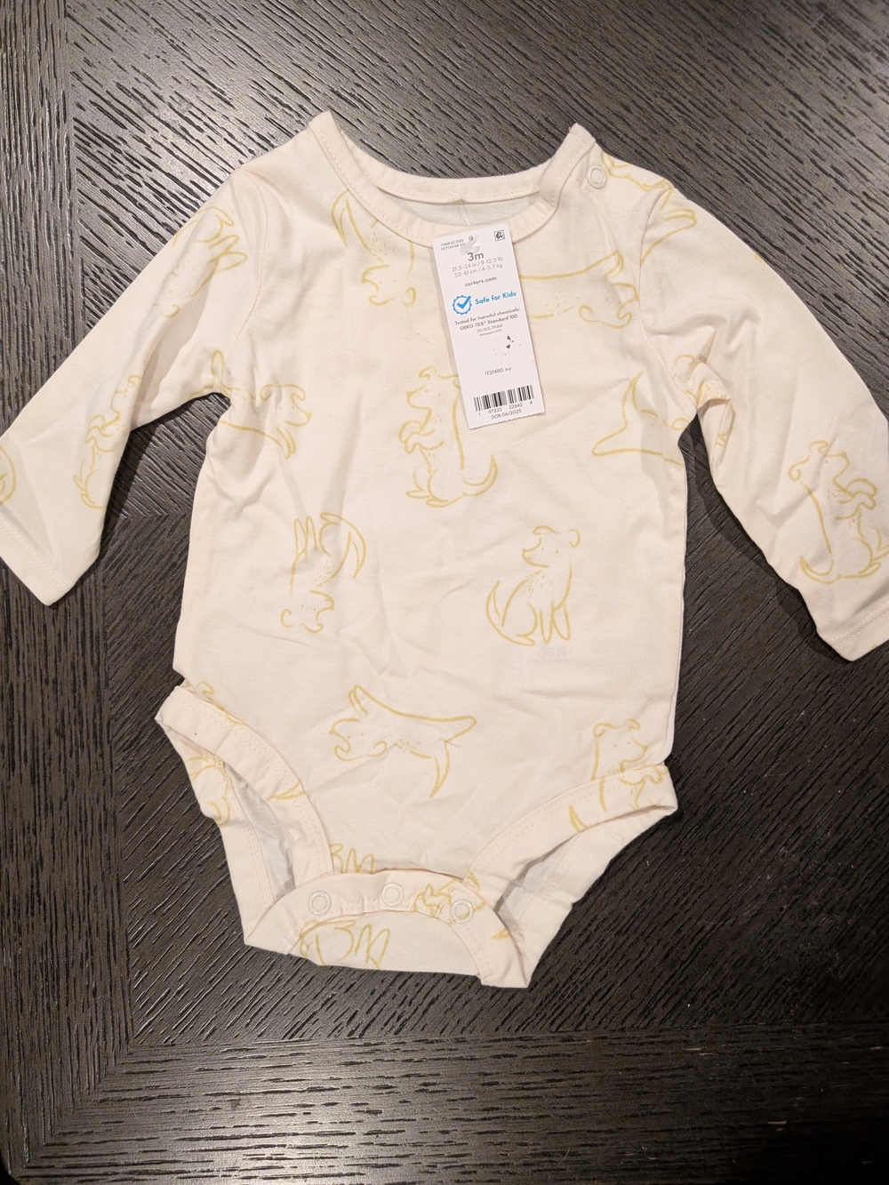 Carter's Long-Sleeve Dog Pattern Onesie